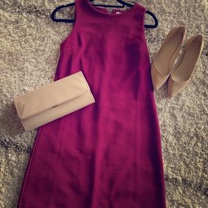 Burgundy ribbed shift dress